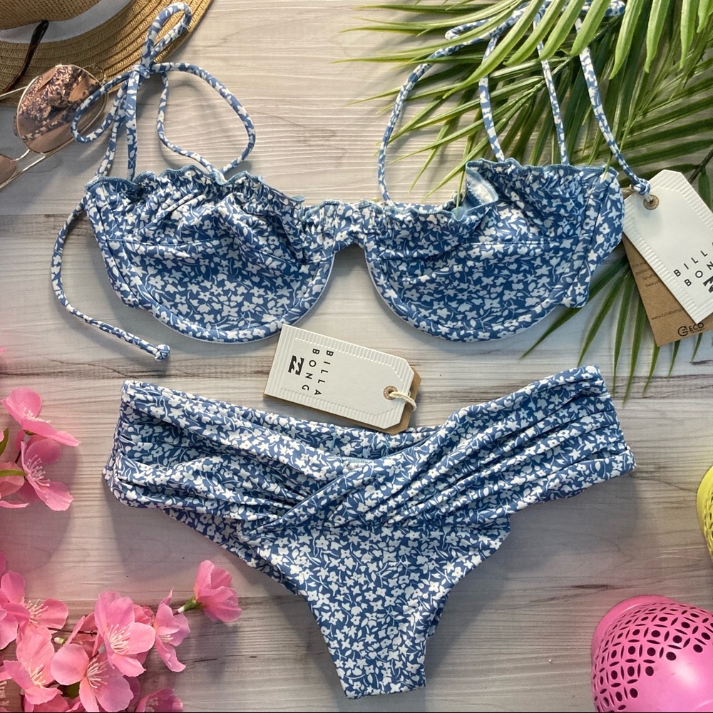 Billabong 🌊 Something Sweet Underwire Top x Fiji Shirred Bottoms Bikini Set 🐳